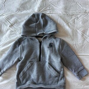 Carhartt Hoodie Youth 18mo Toddler Kids Grey Pullover Sweatshirt Quarter Zip